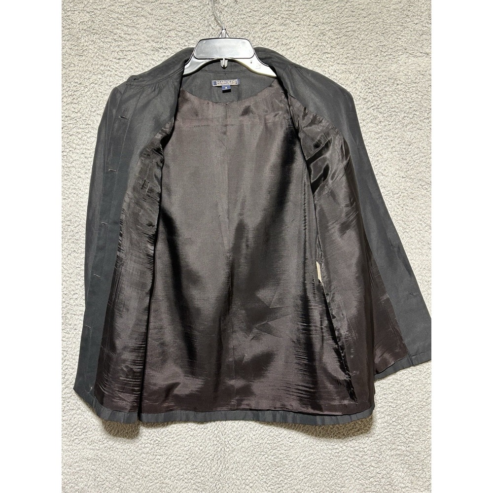 Vintage Harolds Linen Shirt Jacket Womens 6 Black Safari Utility Field USA Made - Picture 5 of 10